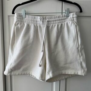 NA Cozy Boyfriend Fleece Shorts Medium | Aritzia White Drawstring Sweat Shorts